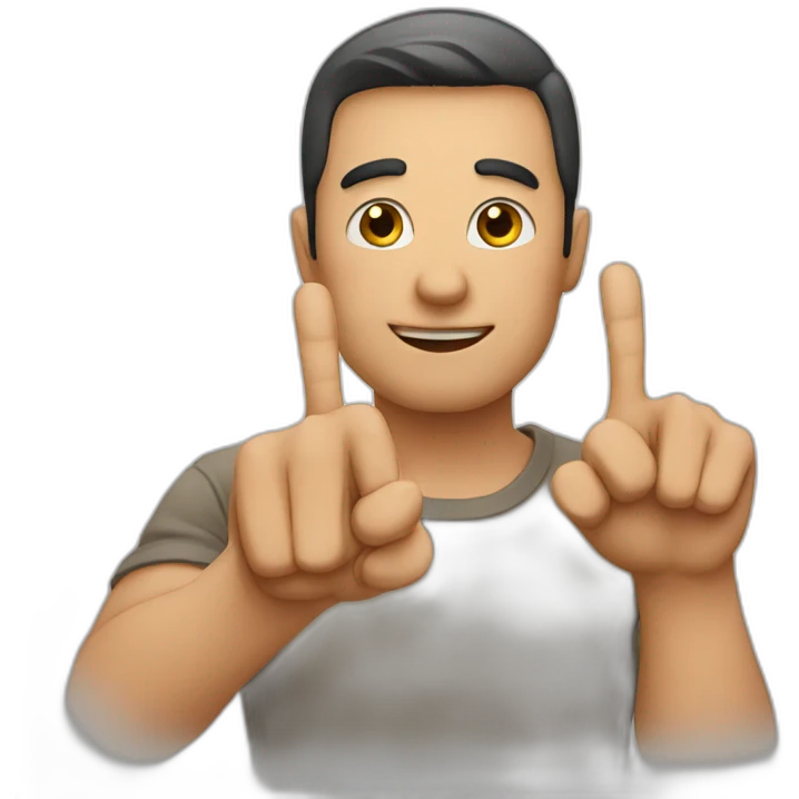 Man showing his 3 fingers emoji