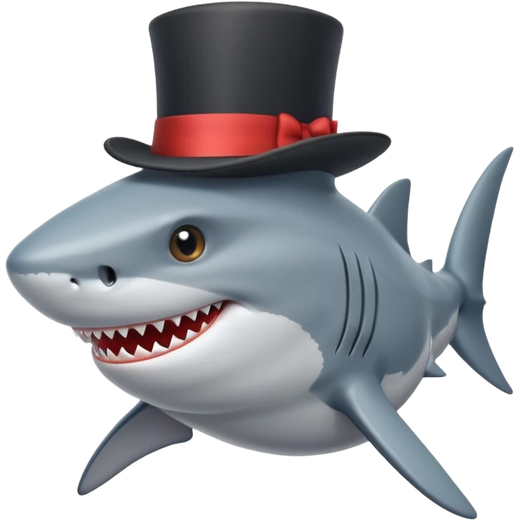 Shark with a top hat emoji