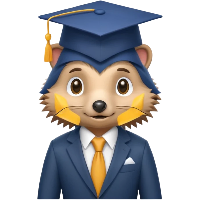 A hedgehog student dressed in a suit and wearing a square academic cap. emoji
