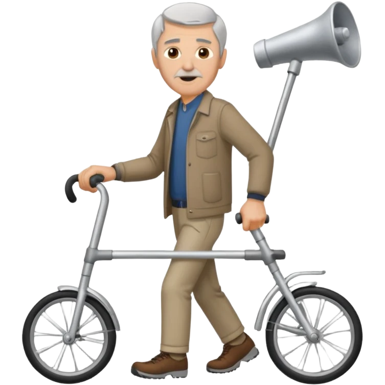 Caucasian Man using a walker with a bike horn on it emoji