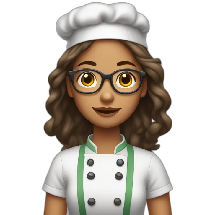 A girl with specks cooking emoji