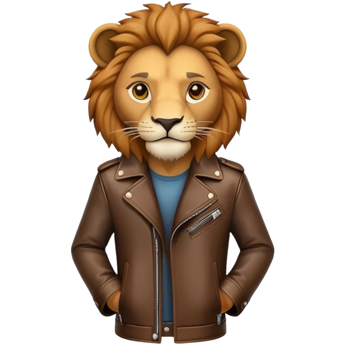 lion in a leather jacket, standing confidently emoji