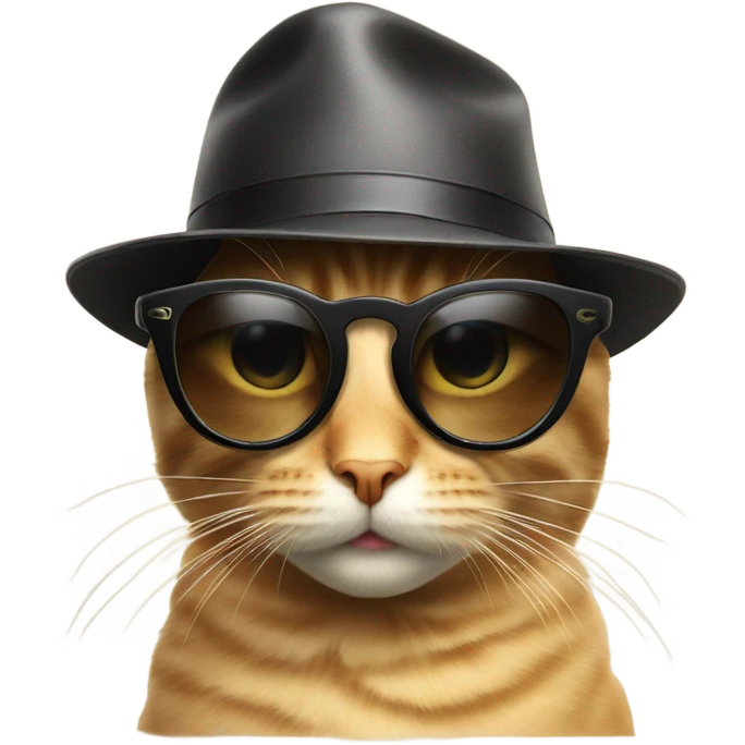 Cat with American sun glasses and a black hat  emoji