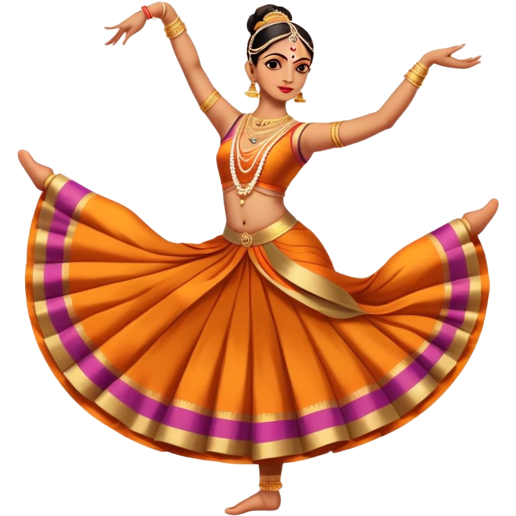 cinematic-realistic-bharatanatyam-dance-emoji,-depicted-as-an-elegant-classical-indian-dance-performance-with-graceful-poses,-intricate-costumes,-and-expressive-hand-gestures,-rendered-with-rich-textures-and-warm-dramatic-lighting, single dancer full body  emoji