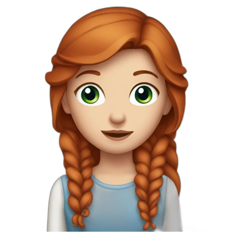 Red haired Girl blue eyes with brown horse emoji