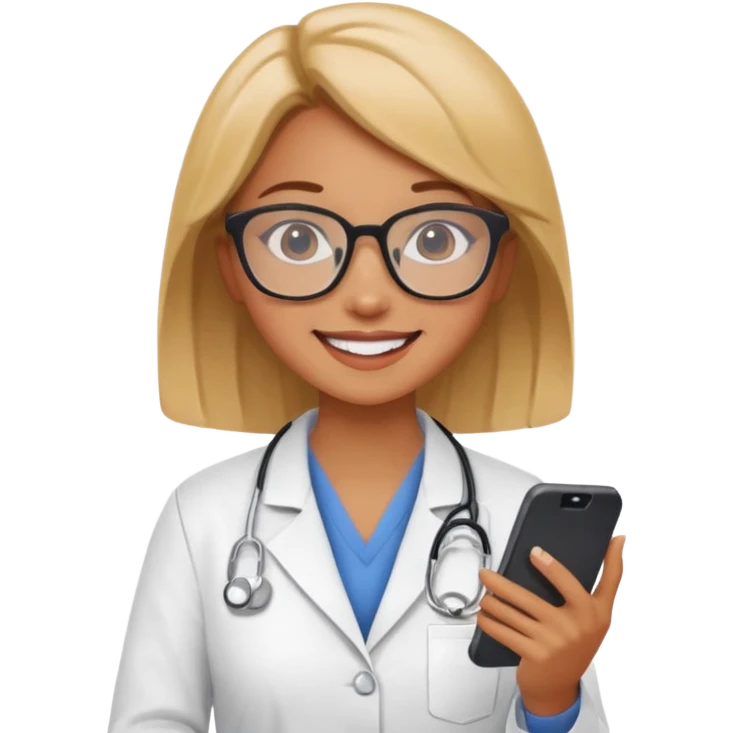 A cute veterinarian girl that watching a movie on her phone emoji