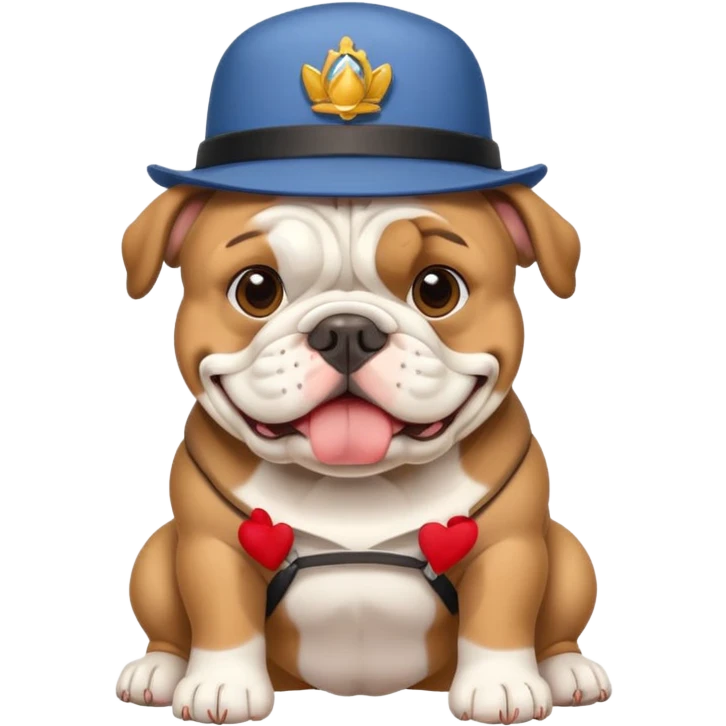 cheerful English bulldog as a tour guide emoji