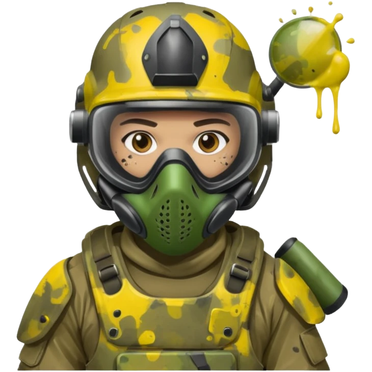 paintball player dirty with colors emoji