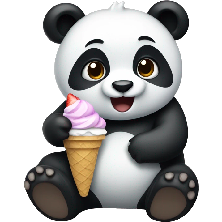 Panda eating ice cream emoji