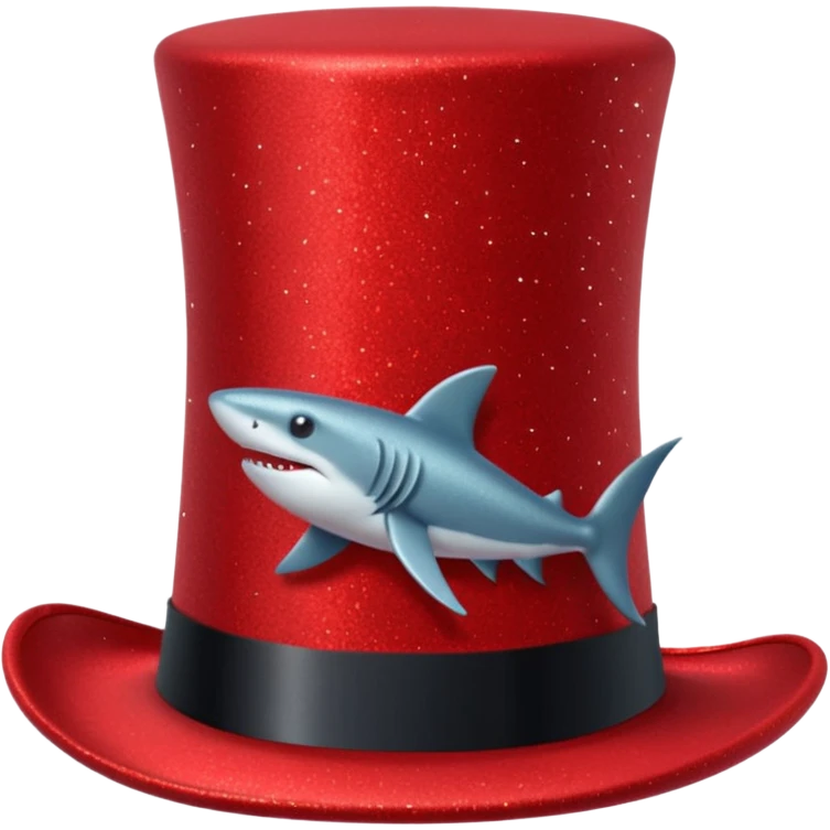 red glitter top hat red shark emoji