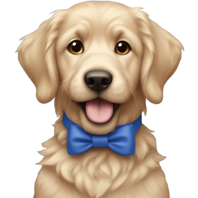 Wheaton doodle blue bow collar emoji