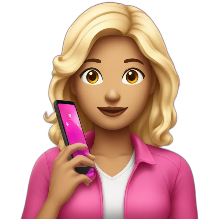 Mulher loira com fone rosa  emoji