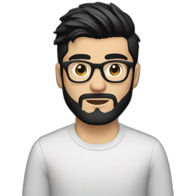 zayn malik with black hair and beard + spectacles and macbook emoji
