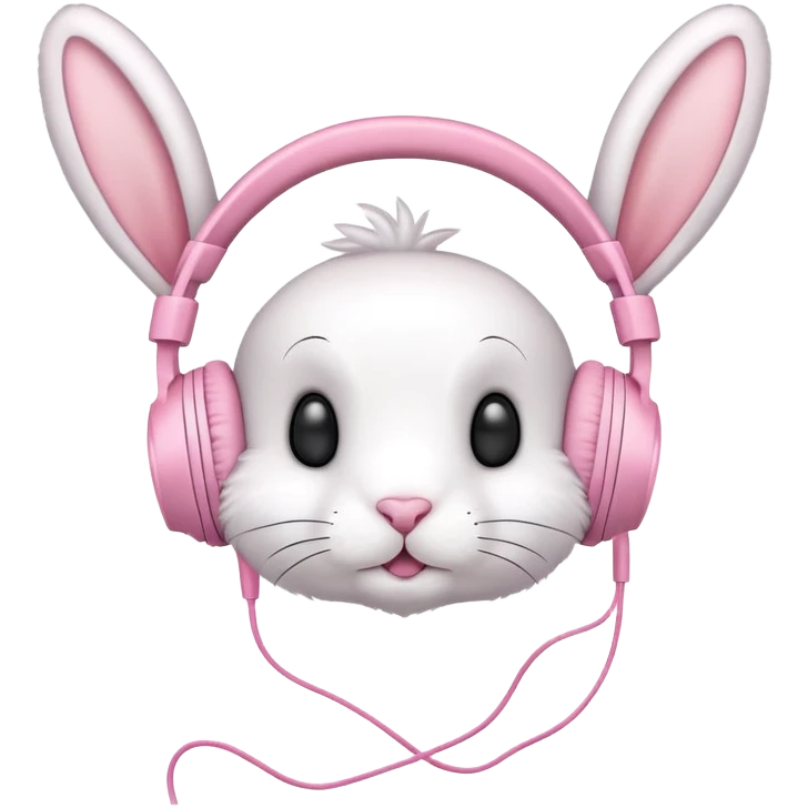 cute rabbit headphones, pink bunny ears on headphones emoji