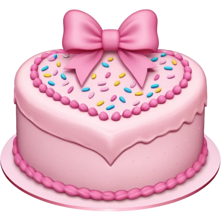 heart shaped birthday cake with pink bow emoji