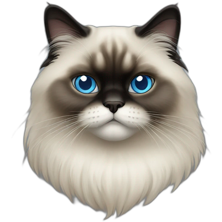 himalayan cat - blue eyes - dark face emoji