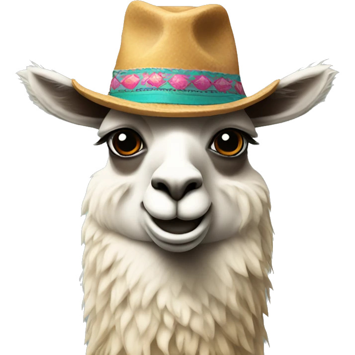 Llama with a hat emoji