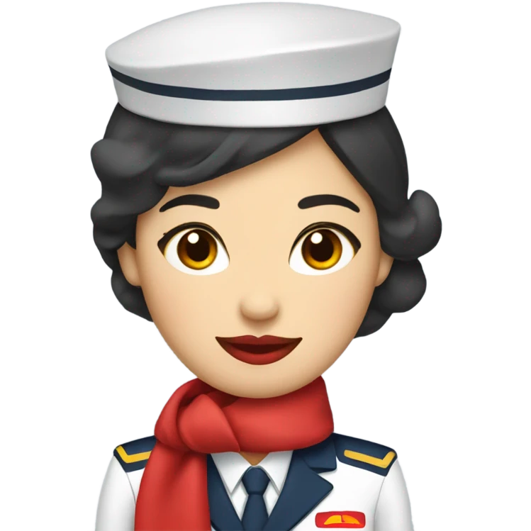 Asian flight attendant with scarf red lips emoji
