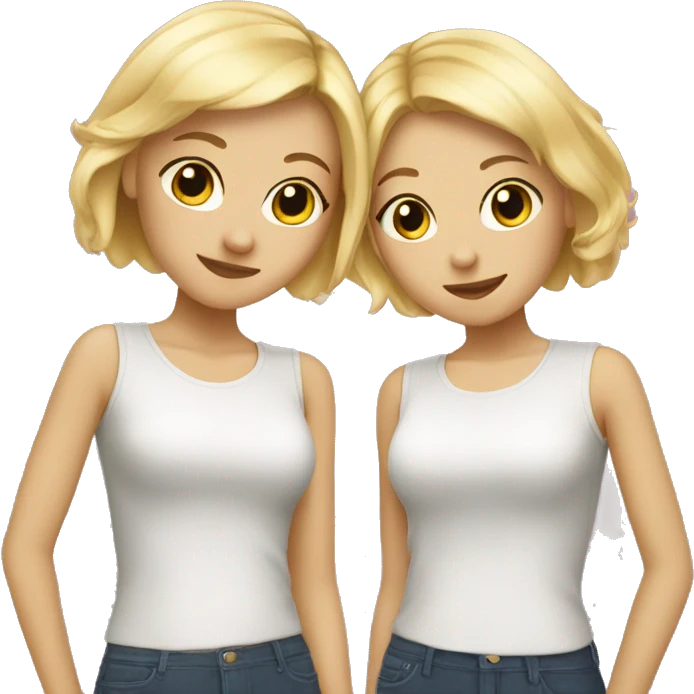Two blonde girls with short hair, best friends emoji