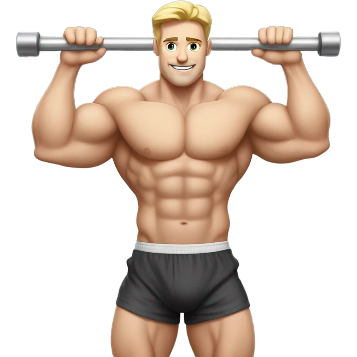 fat white guy shirtless doing pull ups emoji