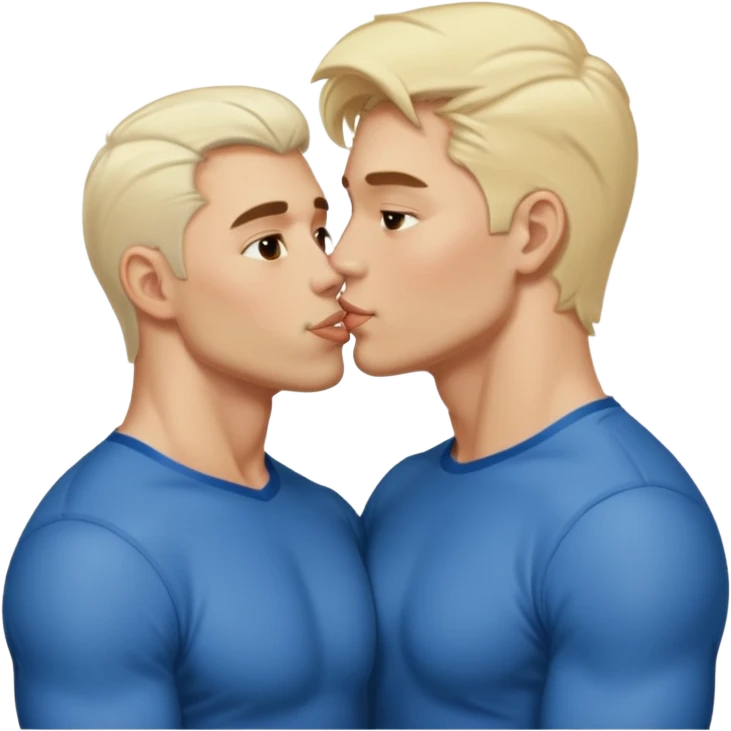 Two white blonde jacked men kissing eachother emoji