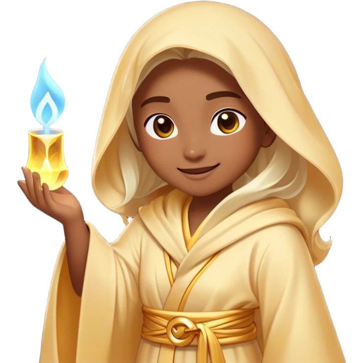 Clash of Clans aesthetic Cheerful Mage Portrait Emoji, With a bright, joyful expression and an aura of radiant magic, showcasing a stylish, robed figure with flowing garments and sparkling eyes in natural skin tone that convey boundless curiosity, Simplified yet expressive features, highly detailed, glowing with a soft, luminous mystical light, high shine, upbeat and wise, stylized with an air of fantastical wizardry, soft glowing outline, capturing the essence of a cheerful mage ready to cast spells of wonder on legendary quests! emoji