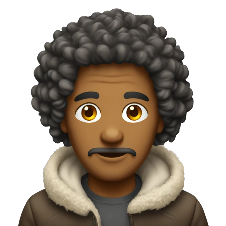 homme métisse aux cheveux bouclés avec une capuche emoji