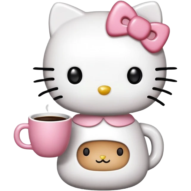 hello kitty com copo de café emoji