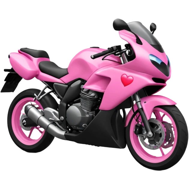moto sportiva con un cuore rosa fluorescente che sfuma verso il nero emoji