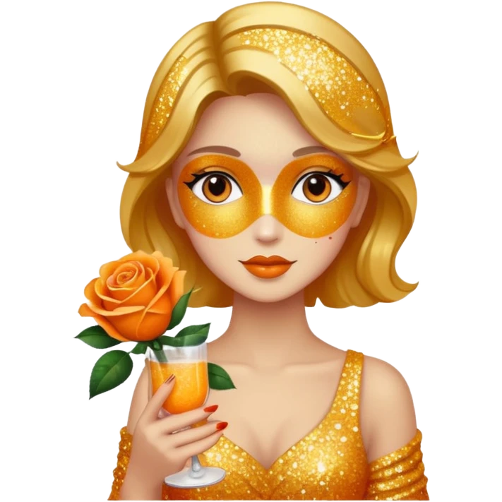 Glittery with orange roses gold mocktail emoji