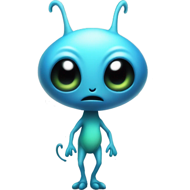 Alien on two legs, cute, with a tail and antennaes emoji