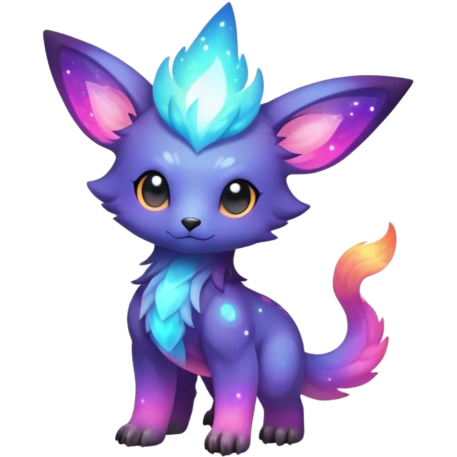 Cute cool colorful nebula fantasy animal hybrid Fakemon full body emoji