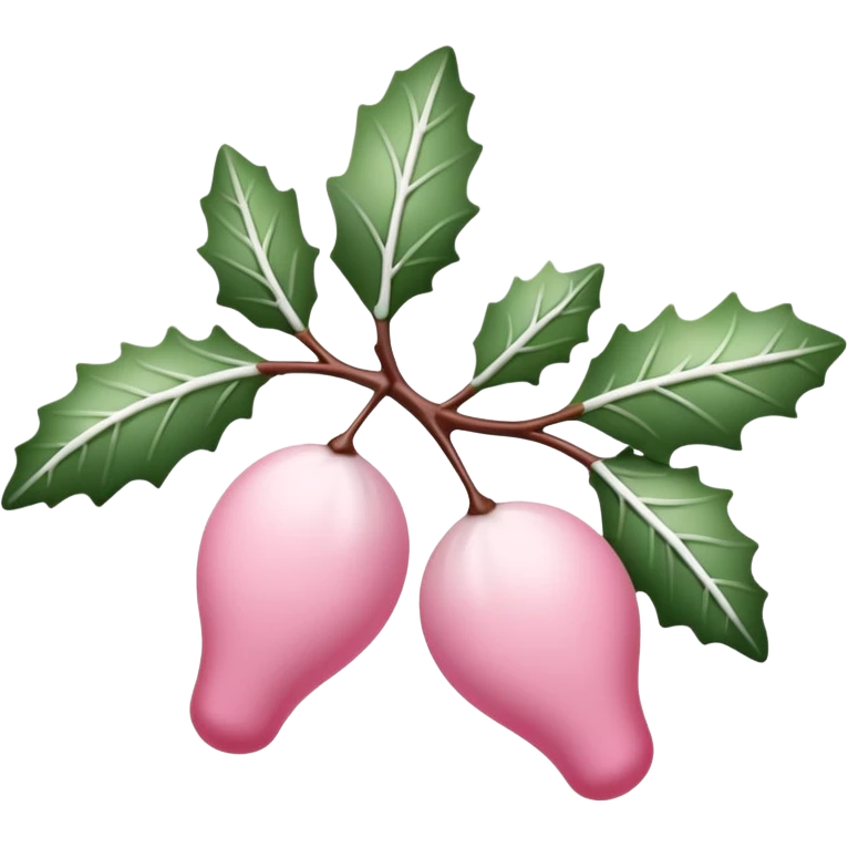 pink mistle toe with white leaves emoji