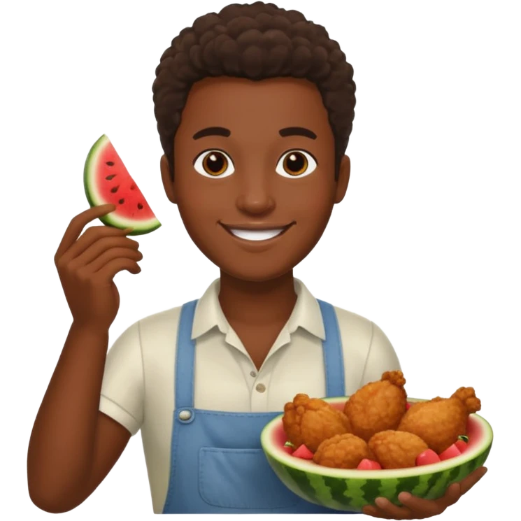 black person holding fried chicken and watermelon emoji