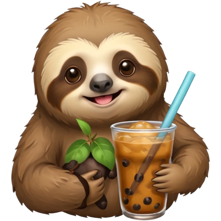 Sloth holding boba emoji