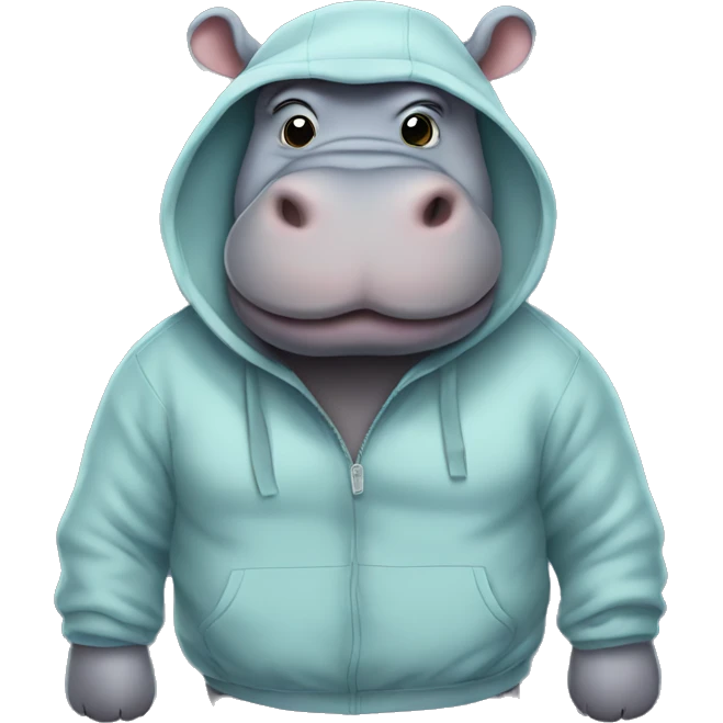Hippo with a hoodie emoji