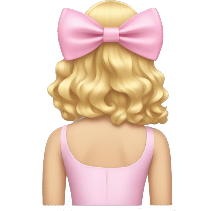 blonde open hair from behind with a pastel pink bow emoji