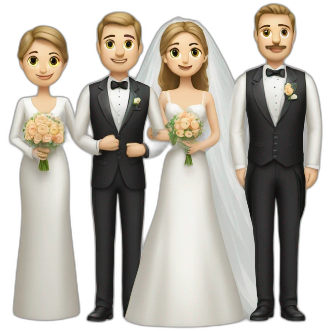 mother bride & groom father all standing in a line emoji