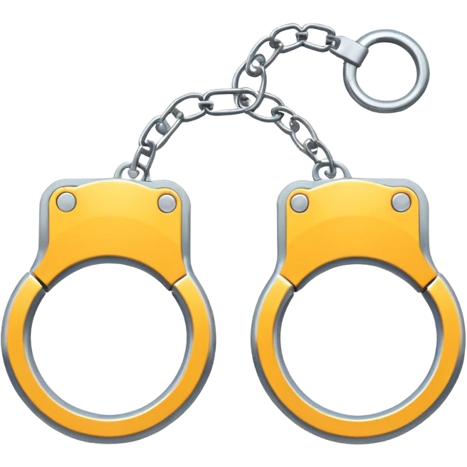  metallic handcuffs emoji, reflective metal, simple flat vector design, futuristic style emoji