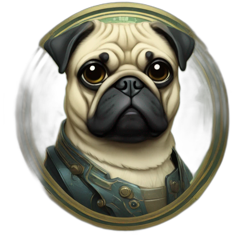 A cyberpunk pug in Art Nouveau style during 1910 emoji