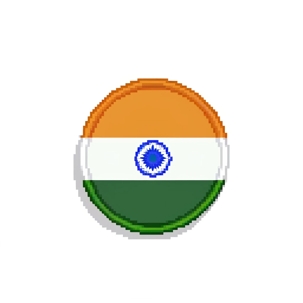 Detailed pixel art of Indian national flag with saffron, white and green colors emoji
