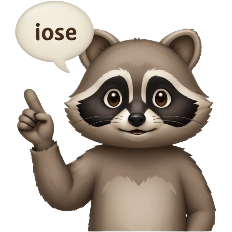 calm raccoon mascot pointing to text bubble, soft gesture, minimalistic, rounded shapes, educational assistant vibe, supportive expression emoji