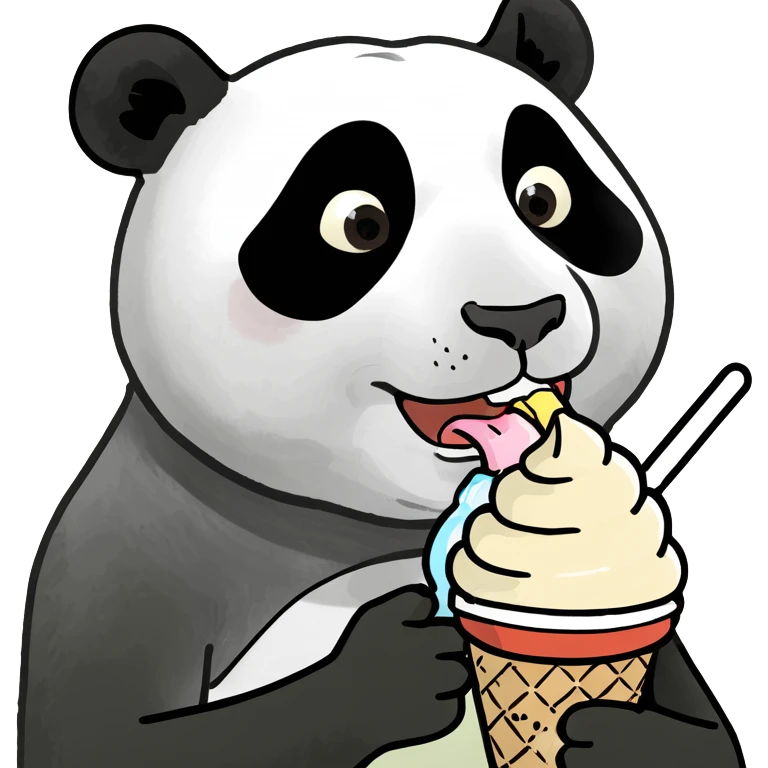 Panda eating ice cream emoji