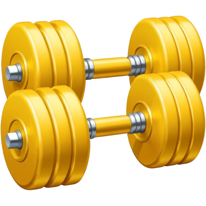 Generate a high-quality emoji of a yellow dumbbell, realistic color and shading, smooth gradient colors, no facial features, no brand markings, simple white background, high-resolution.
 emoji