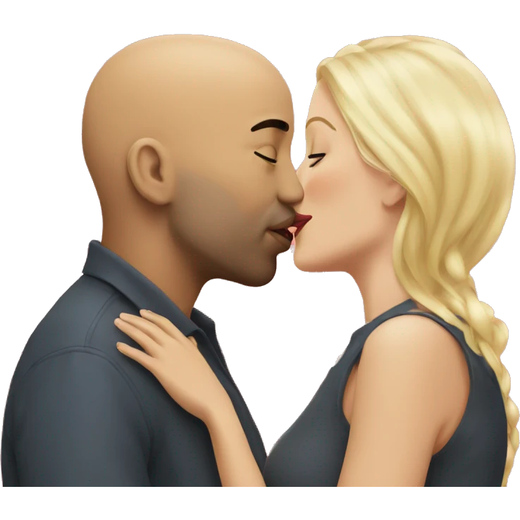 Bald man kissing blonde woman emoji