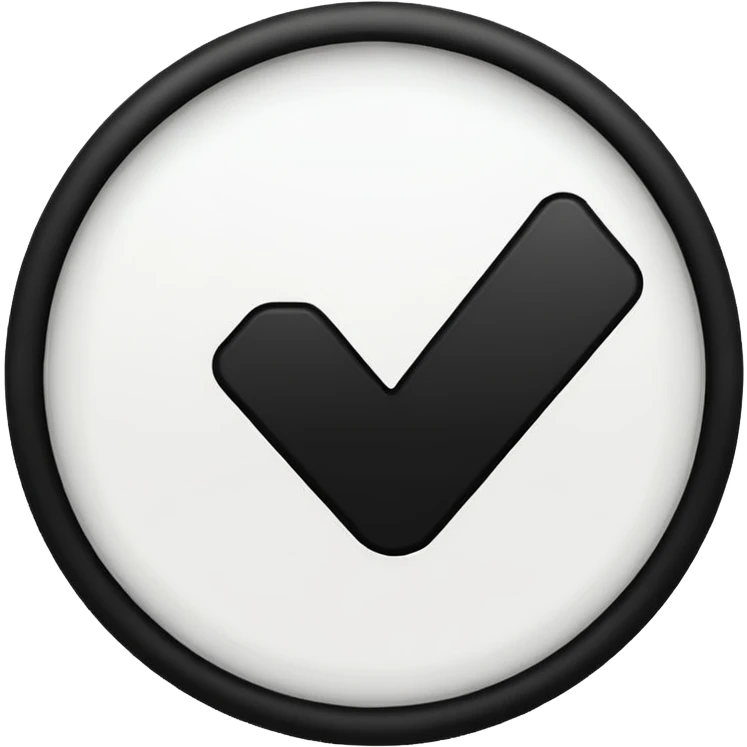 White circle with black checkmark in the middle emoji