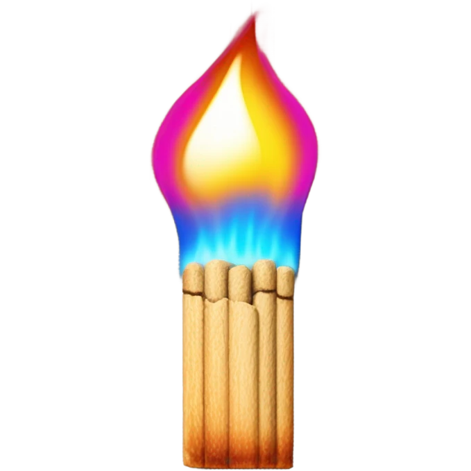Pink and blue neon a burning match emoji