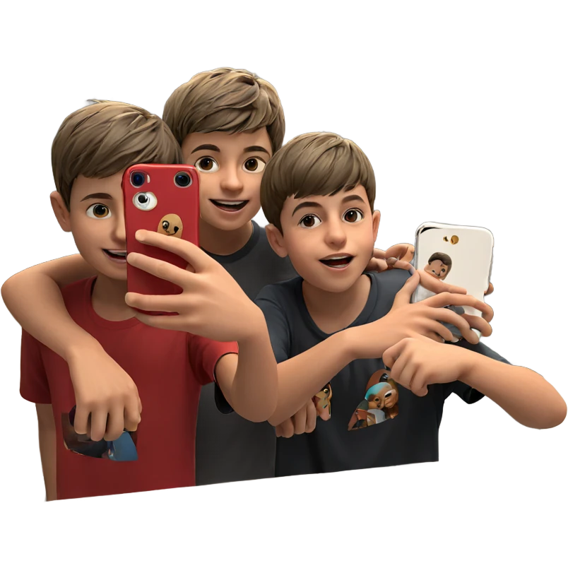 boys taking a mirror selfie emoji