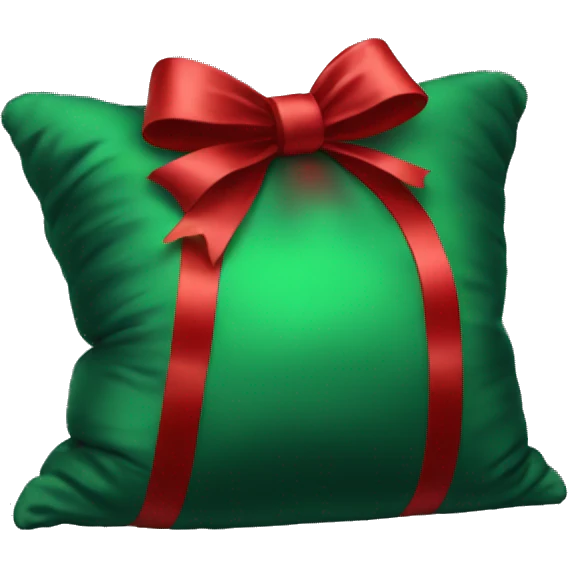 Aesthetic dark green pillow with a red bow emoji