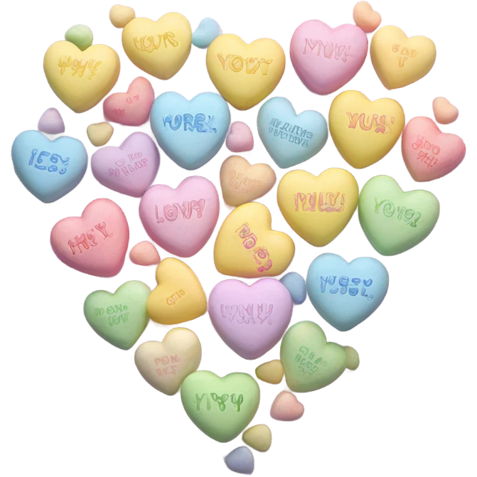 Pastel candy conversation hearts emoji